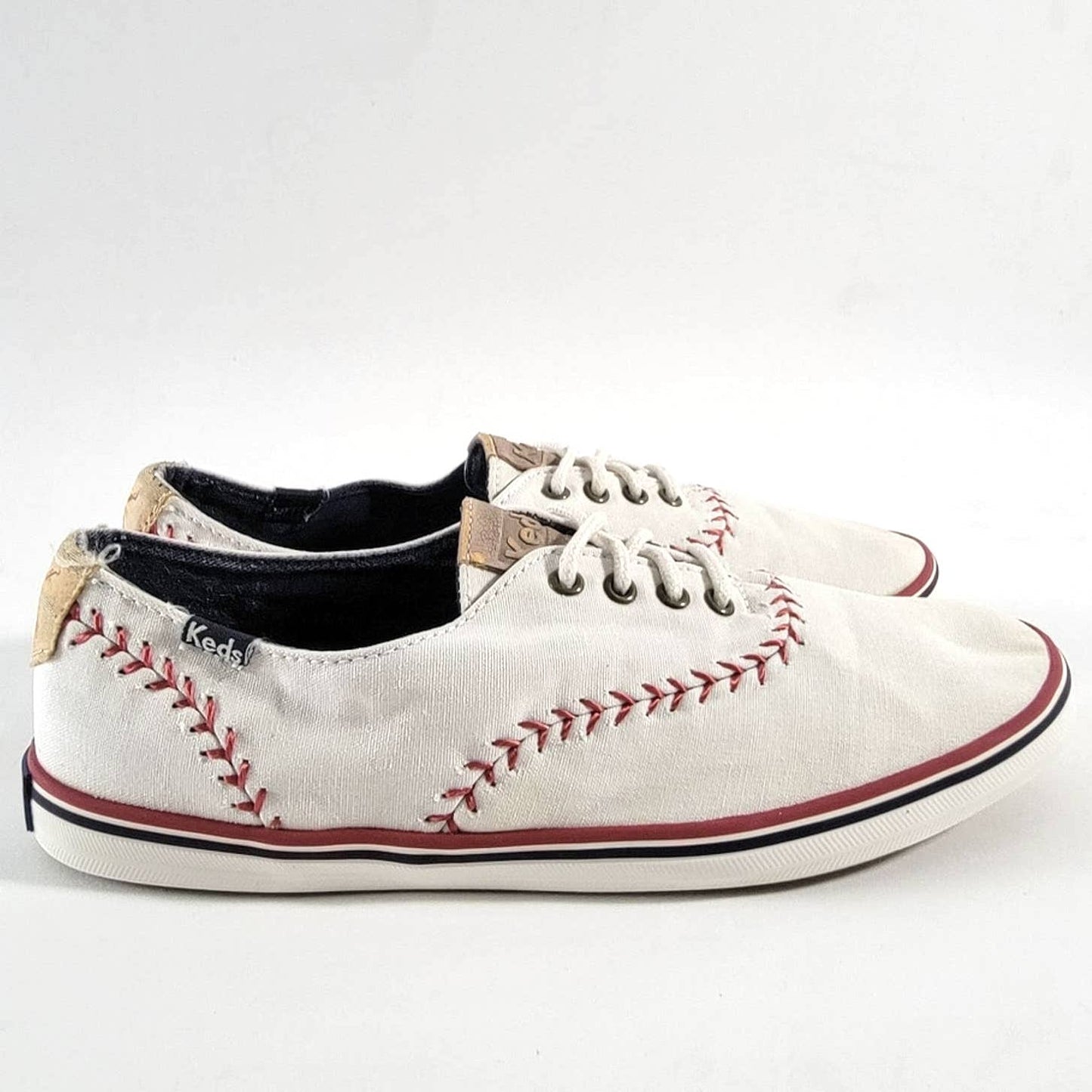 Keds Champion White Baseball Stitch Lace Up Low Top Sneakers - 6.5