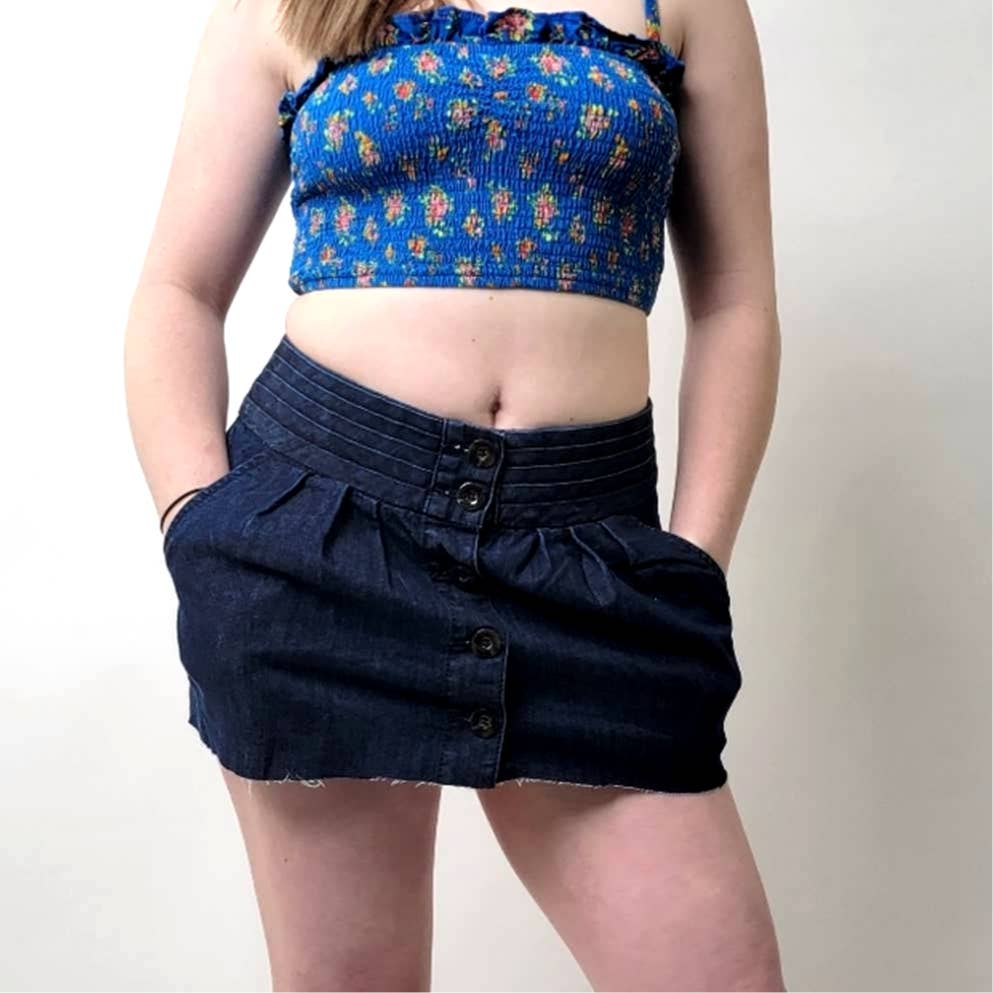 Anthro Pilcro and the Letterpress Denim Mini Skirt