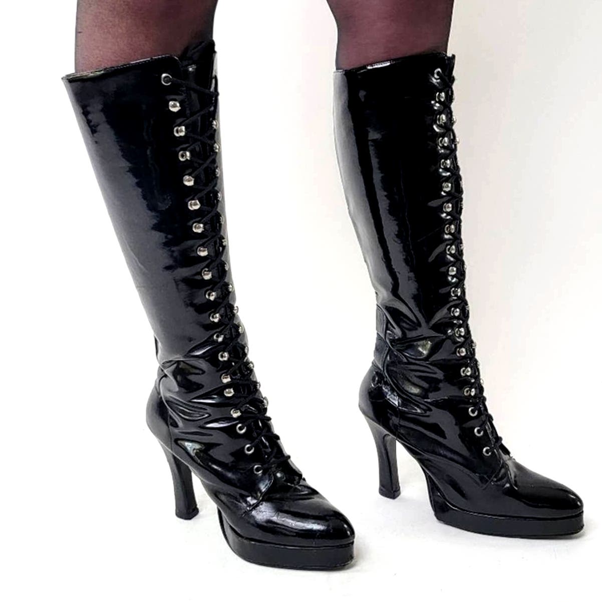 Vintage 90s Morbid Threads Goth High Heel Platform Dancer Boots - 9