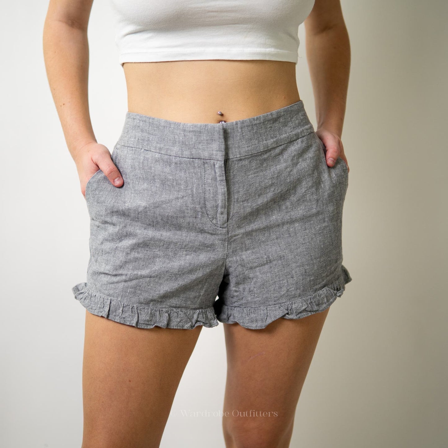 LOFT Grey Frilly 4" Shorts