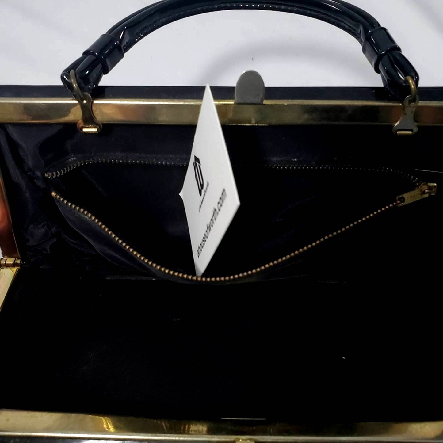 Vintage 1950's Black Handbag Purse Tote Clutch