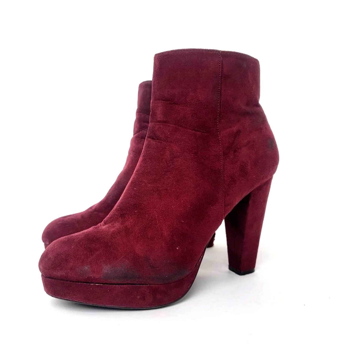 Chunky Platform Heel Faux Suede Ankle Booties - 9