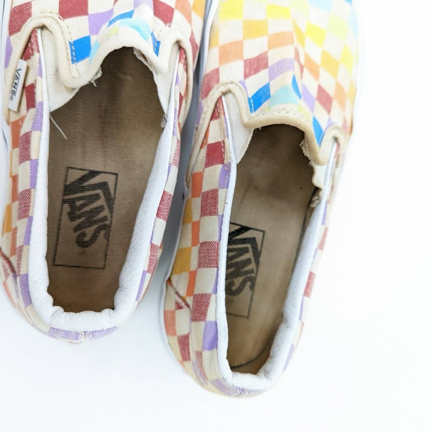 Vans Rainbow Checkered Loafer Slides - 7.5