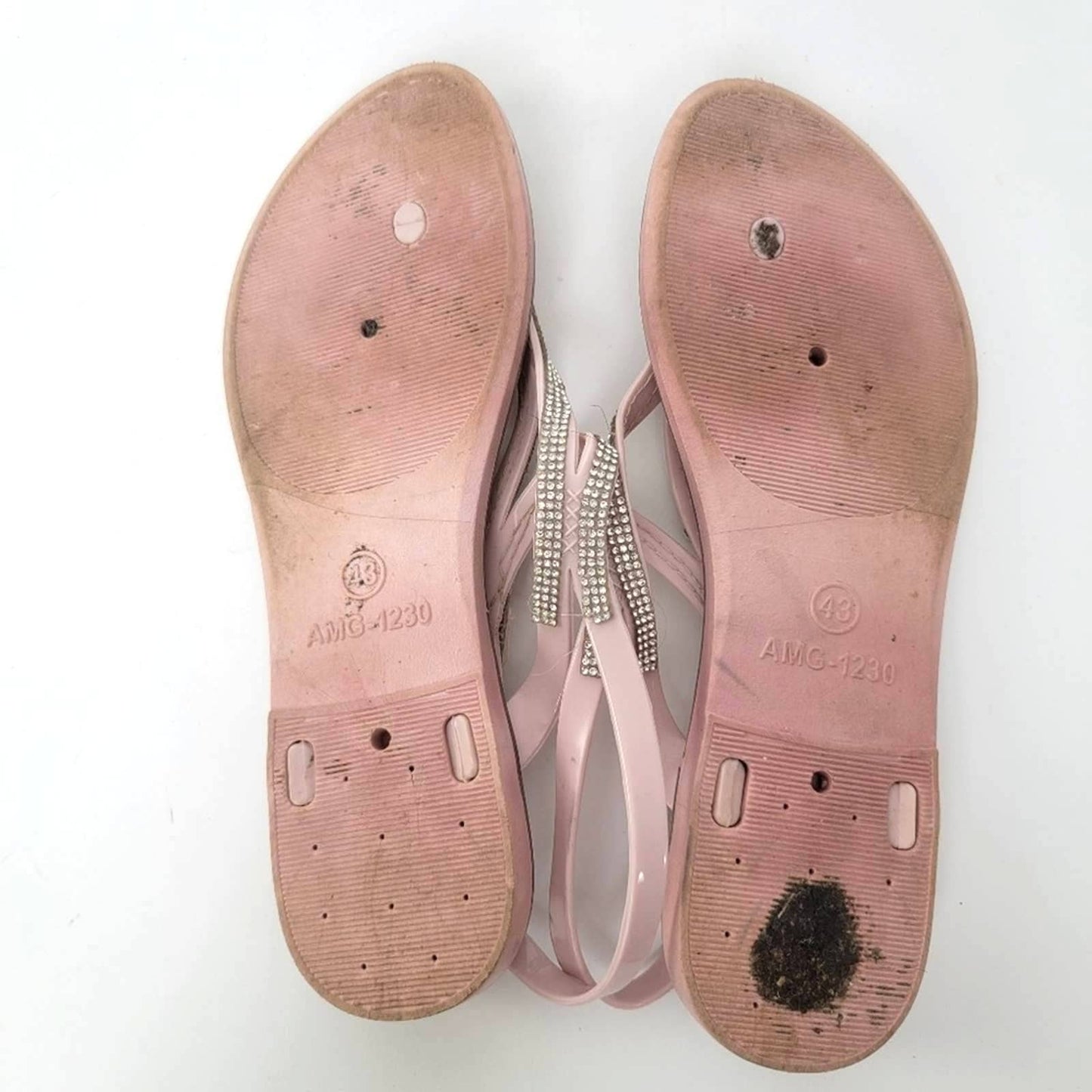 Chatties Pink Rhinestone Thong Flip Flop Sandals - 9.5/10