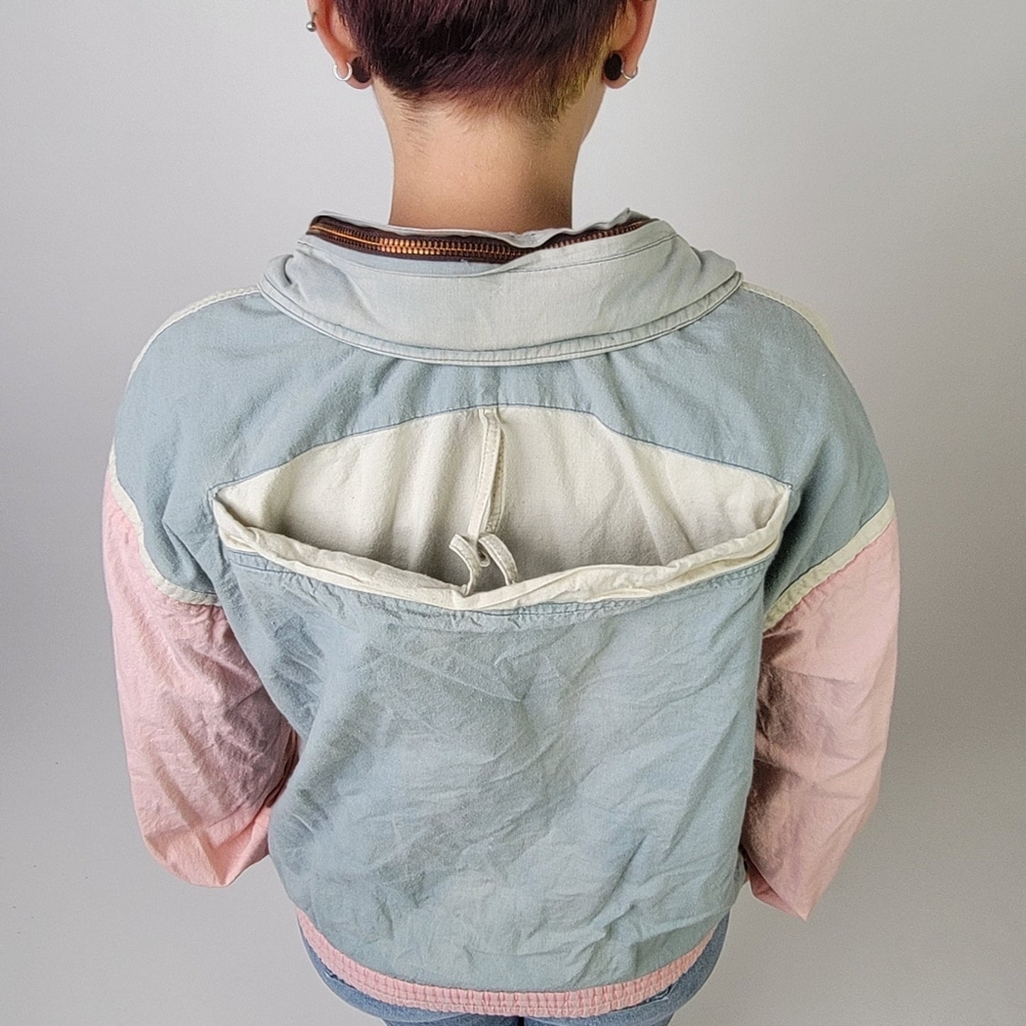 Vtg 90s Reversible Armadillo Color Block Pastel Ski / Bomber / Track Jacket