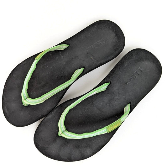 L.L. Bean Neon Green Flip Flop Sandals - 6