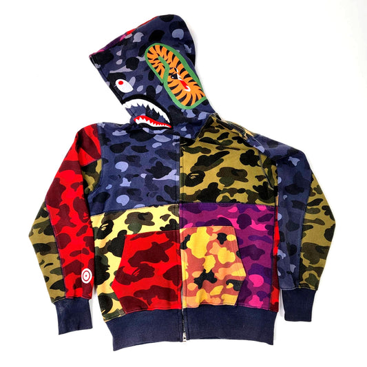 BAPE x A Bathing Ape Mix Camo Crazy Shark Full Zip Hoodie - M