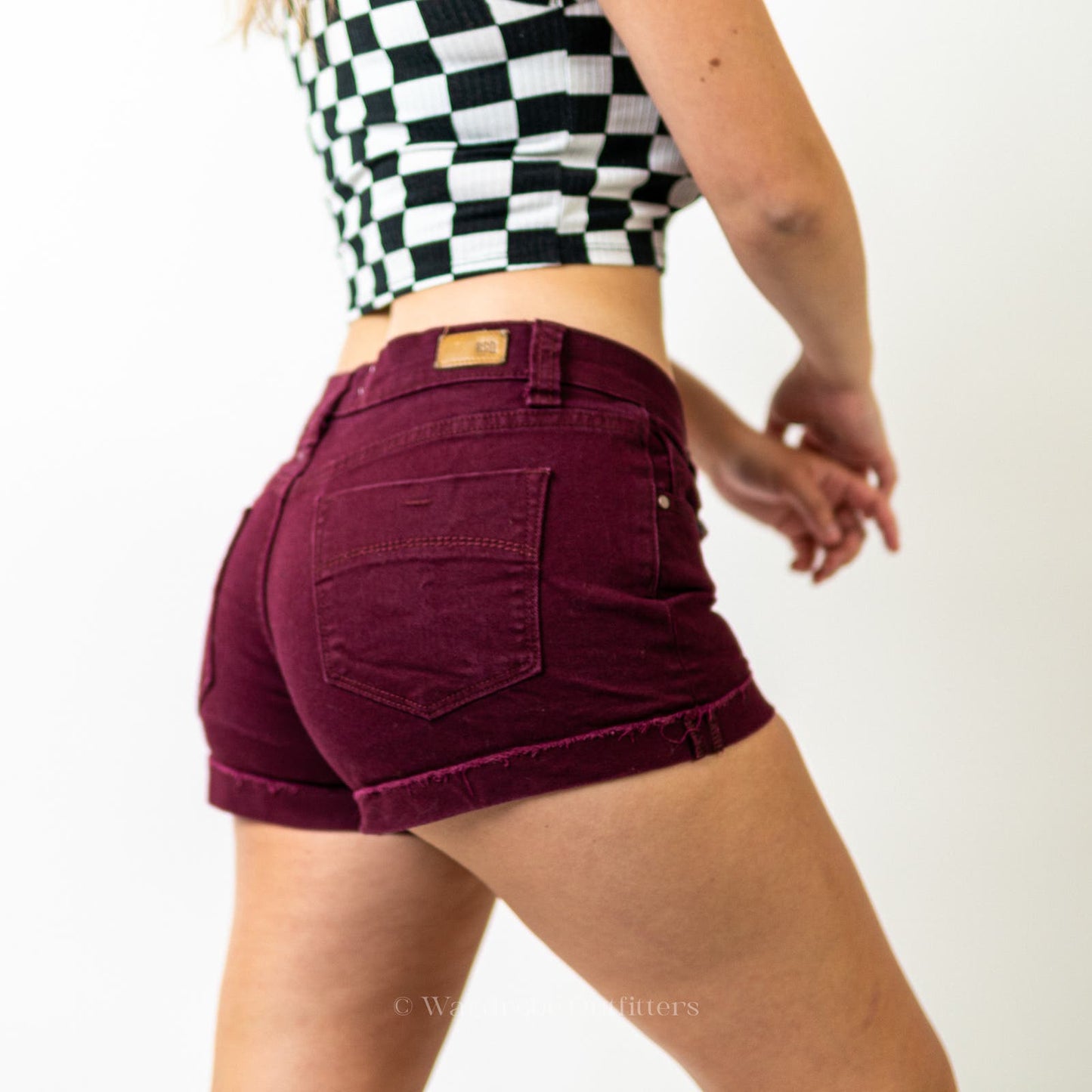 RSQ Burgundy Red Low Rise Denim Shorts