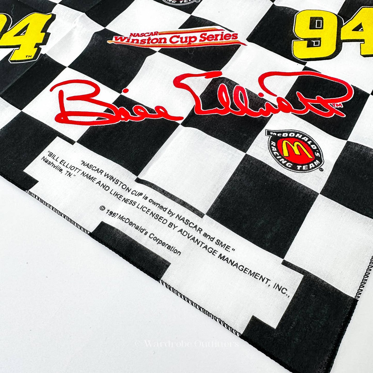 Vintage 1997 Winston Cup NASCAR Bill Elliot McDonalds #94 Bandana Cloth