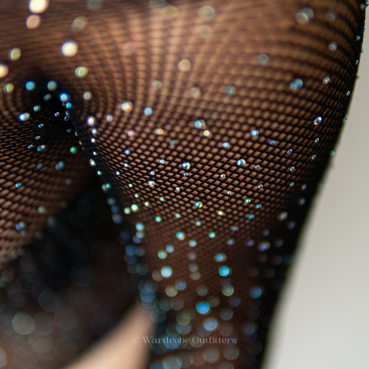 Rhinestone Studded Sheer Mesh Fishnet Teddy Bodysuit