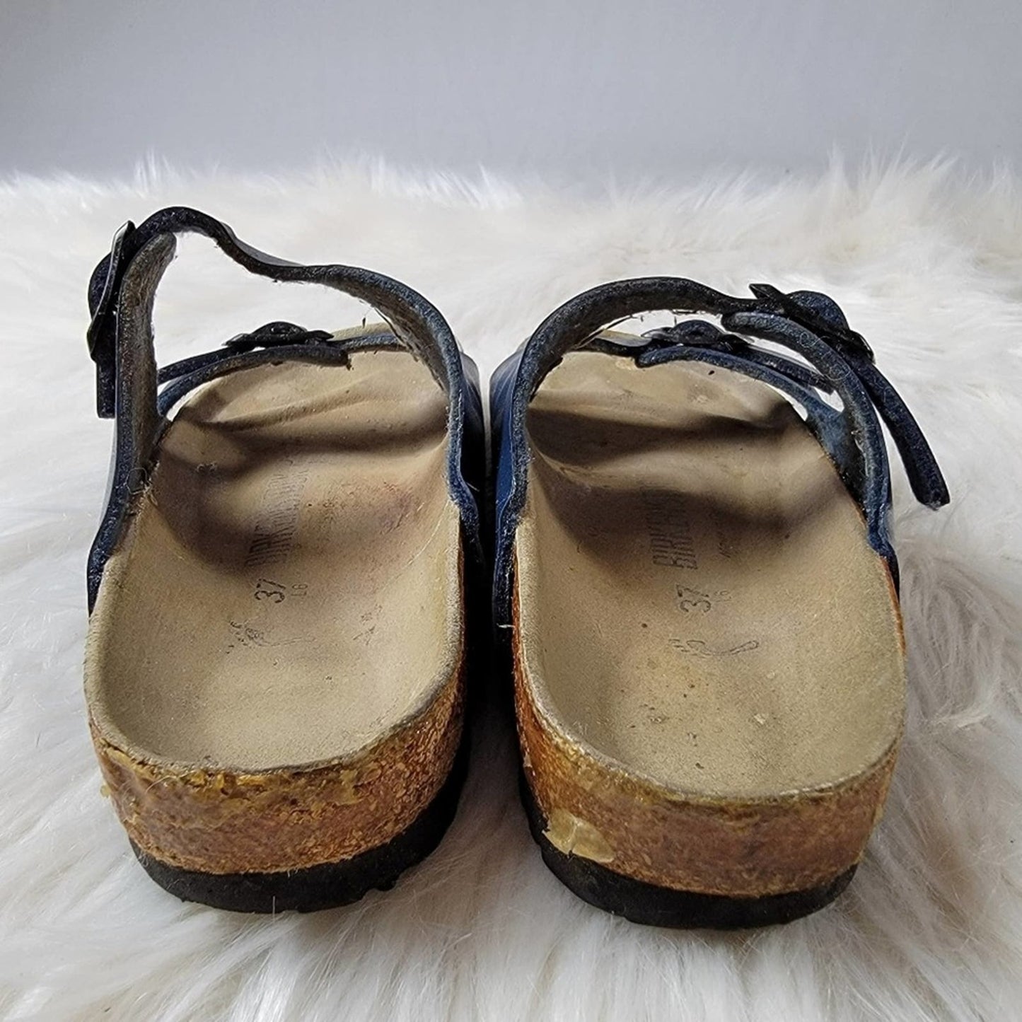 Birkenstock Navy Blue Leather Milano Sandals - 6