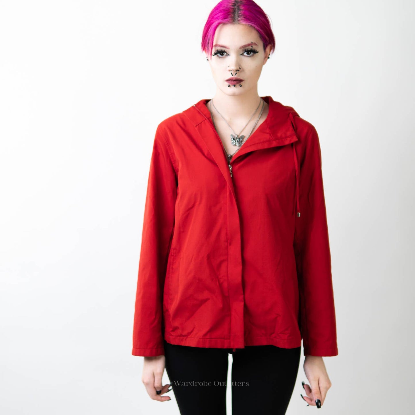 Jones New York County Lipstick Red Barn Rain Jacket - S