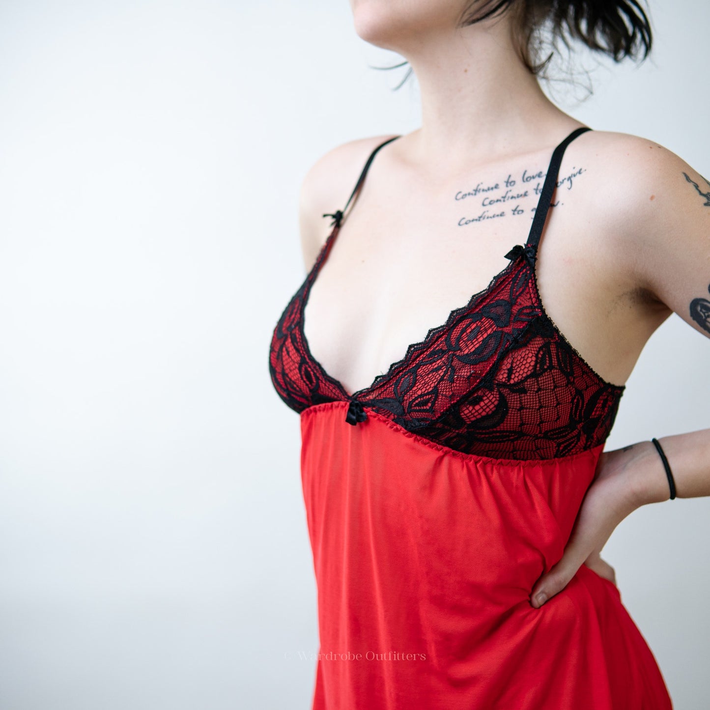 Tart Noir Lingerie Red Lace Babydoll Chemis Dress Gown