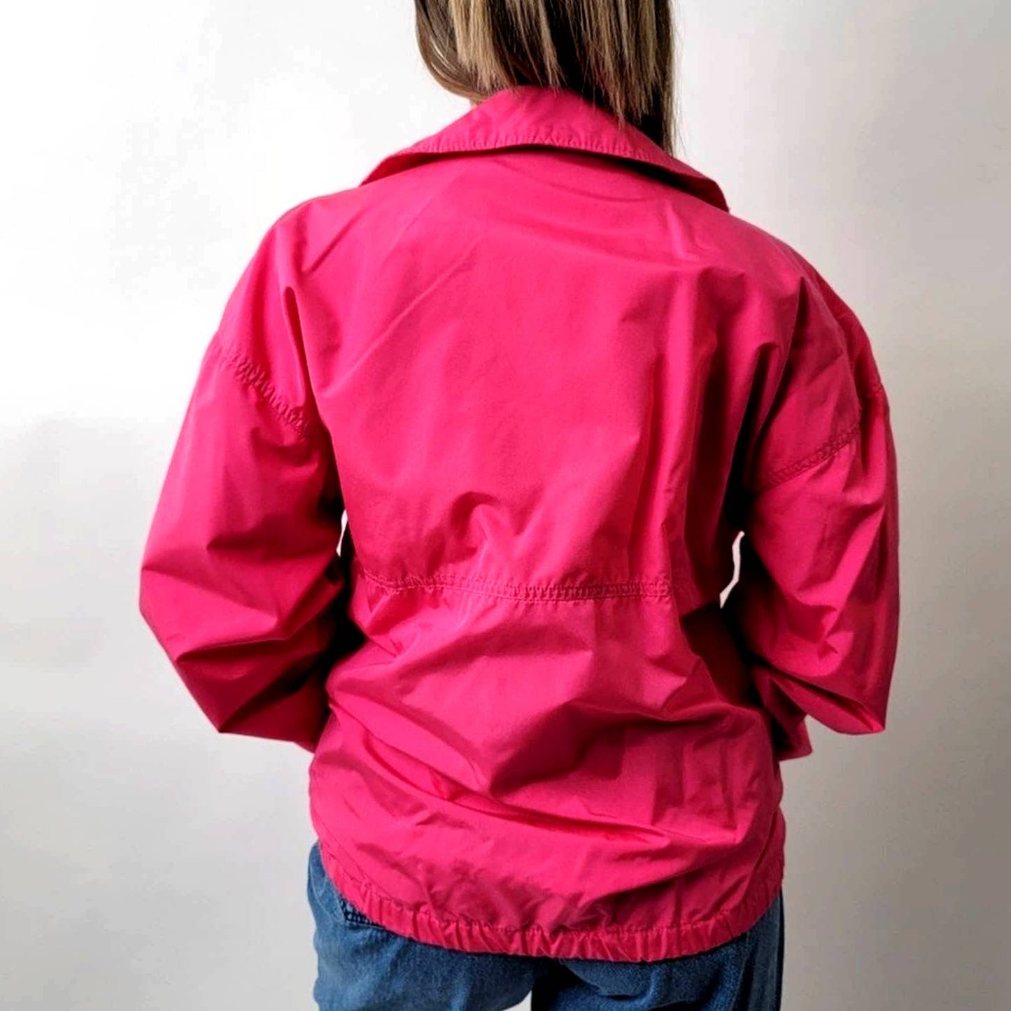 Vintage 1989 Neon Pink Light Bomber Track Jacket