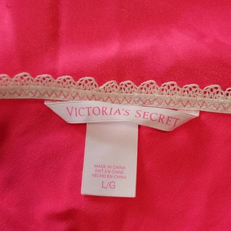 Victoria's Secret Red Silky Lace Nightie Dress Gown Lingerie -  L