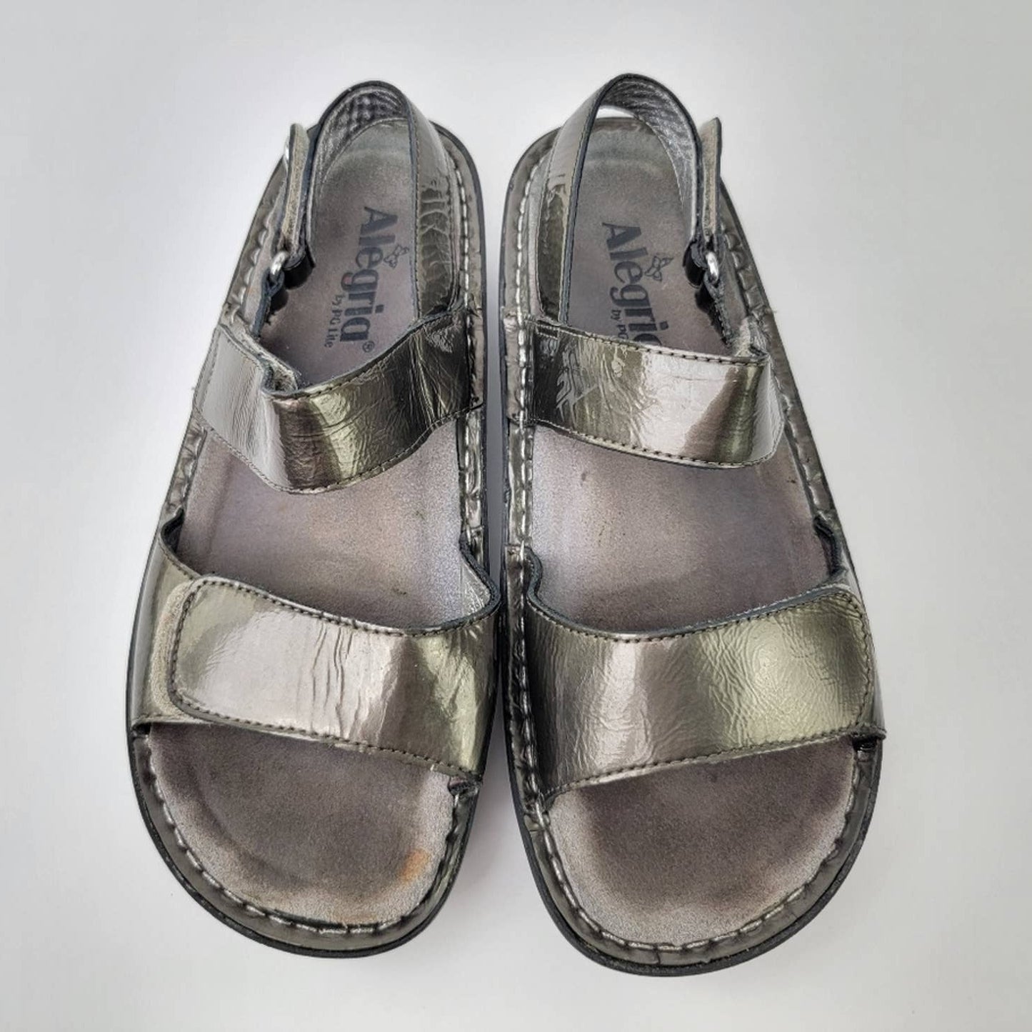 Alegria Verona Chrome Leather Casual Slide Slip On Loafer Platform Sandals - 7