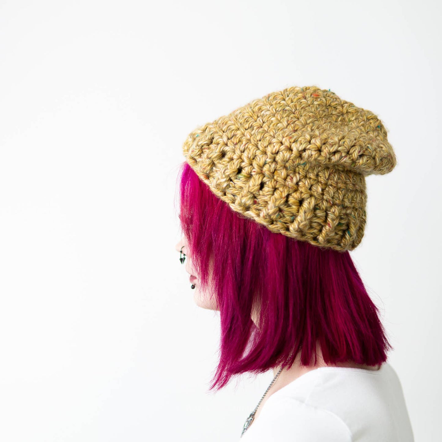 Handmade Crochet Knit Mustard Yellow Beanie