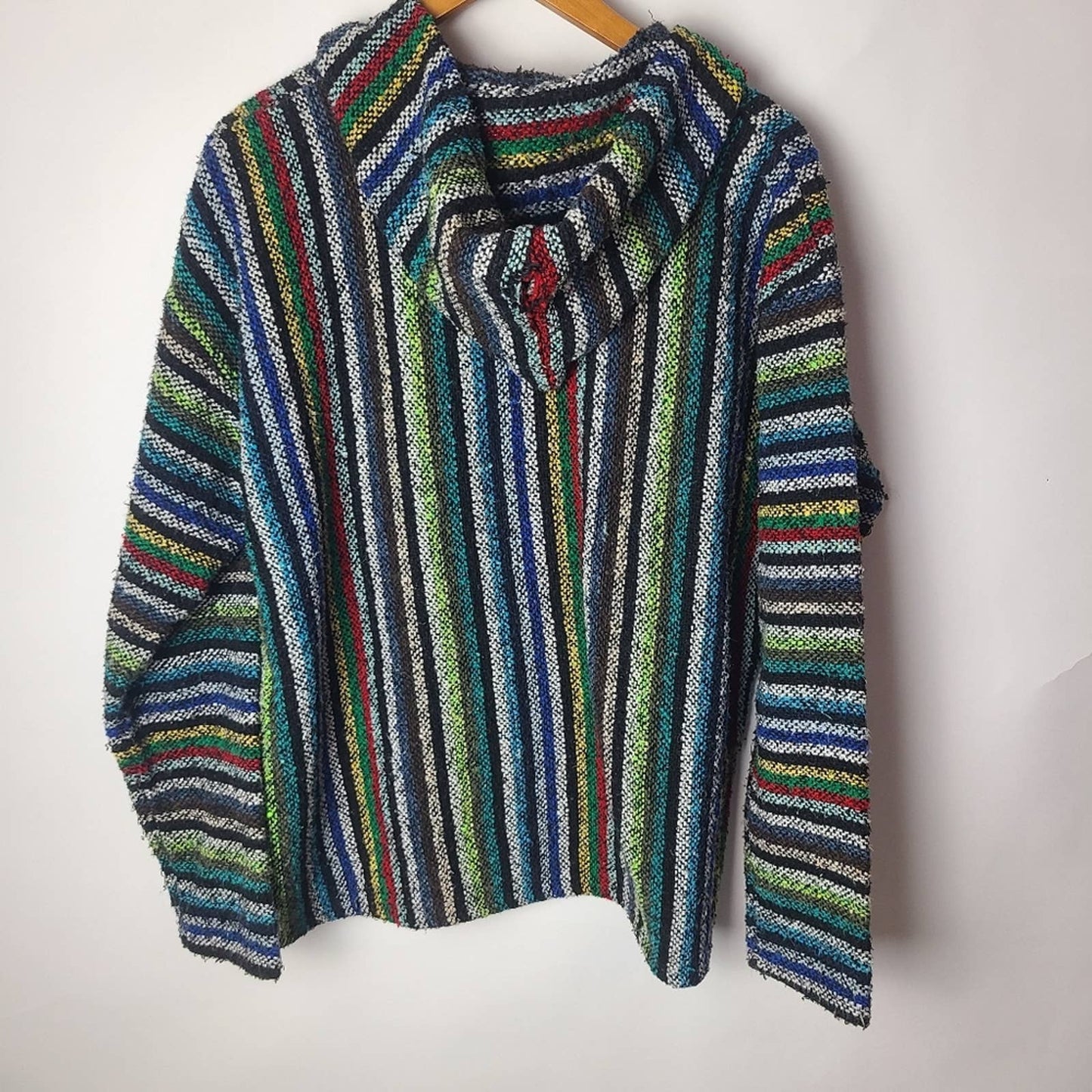 Rasta Rainbow Stripe Drug Rug Hoodie Poncho - XL