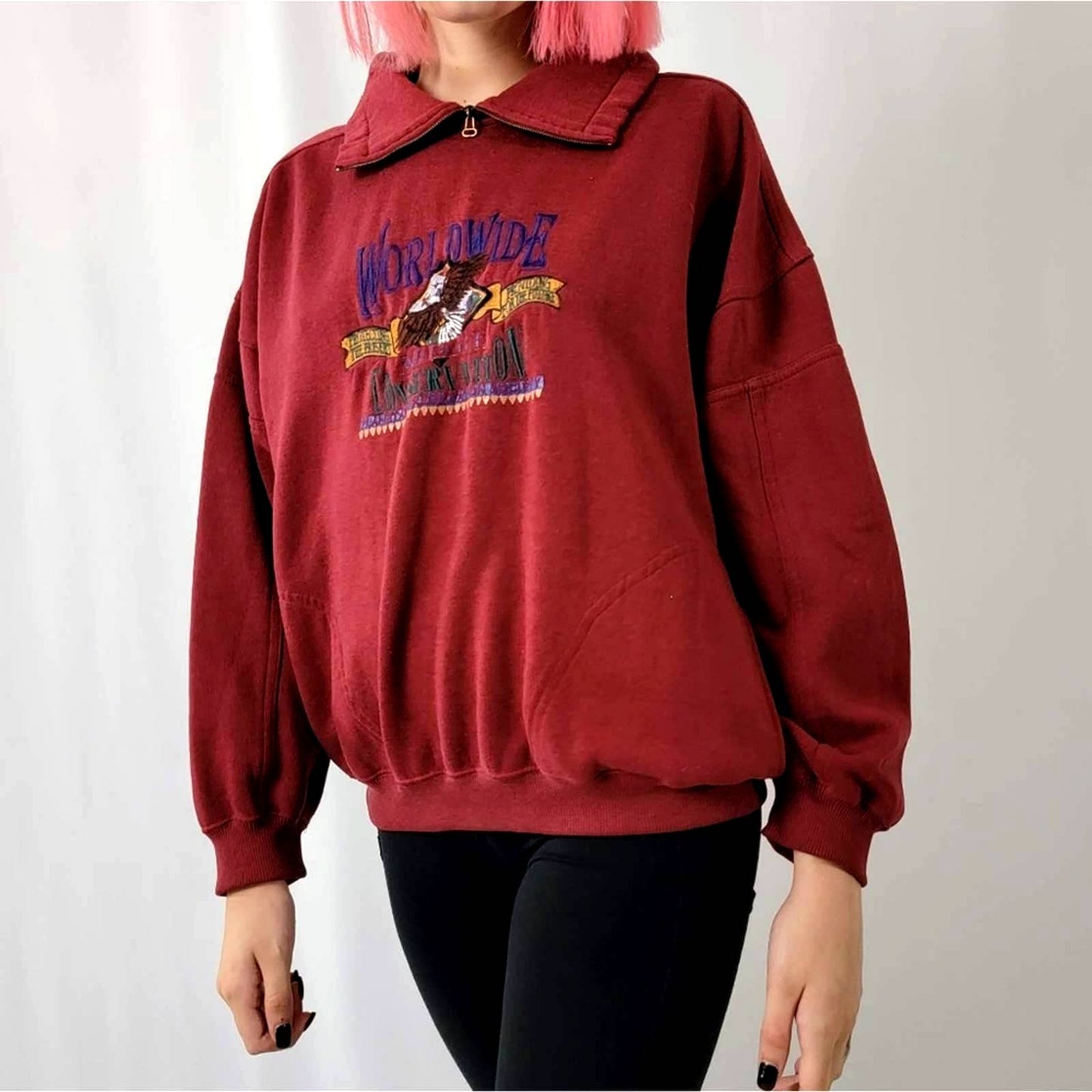 Vintage 90s Worldwide Consevation Fleece Pullover Sweatshirt - M