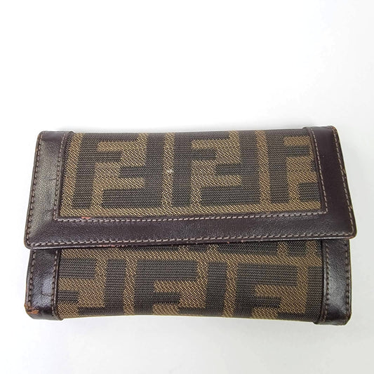 Vintage Y2k 2001 Fendi Zucca Tri-Fold Wallet