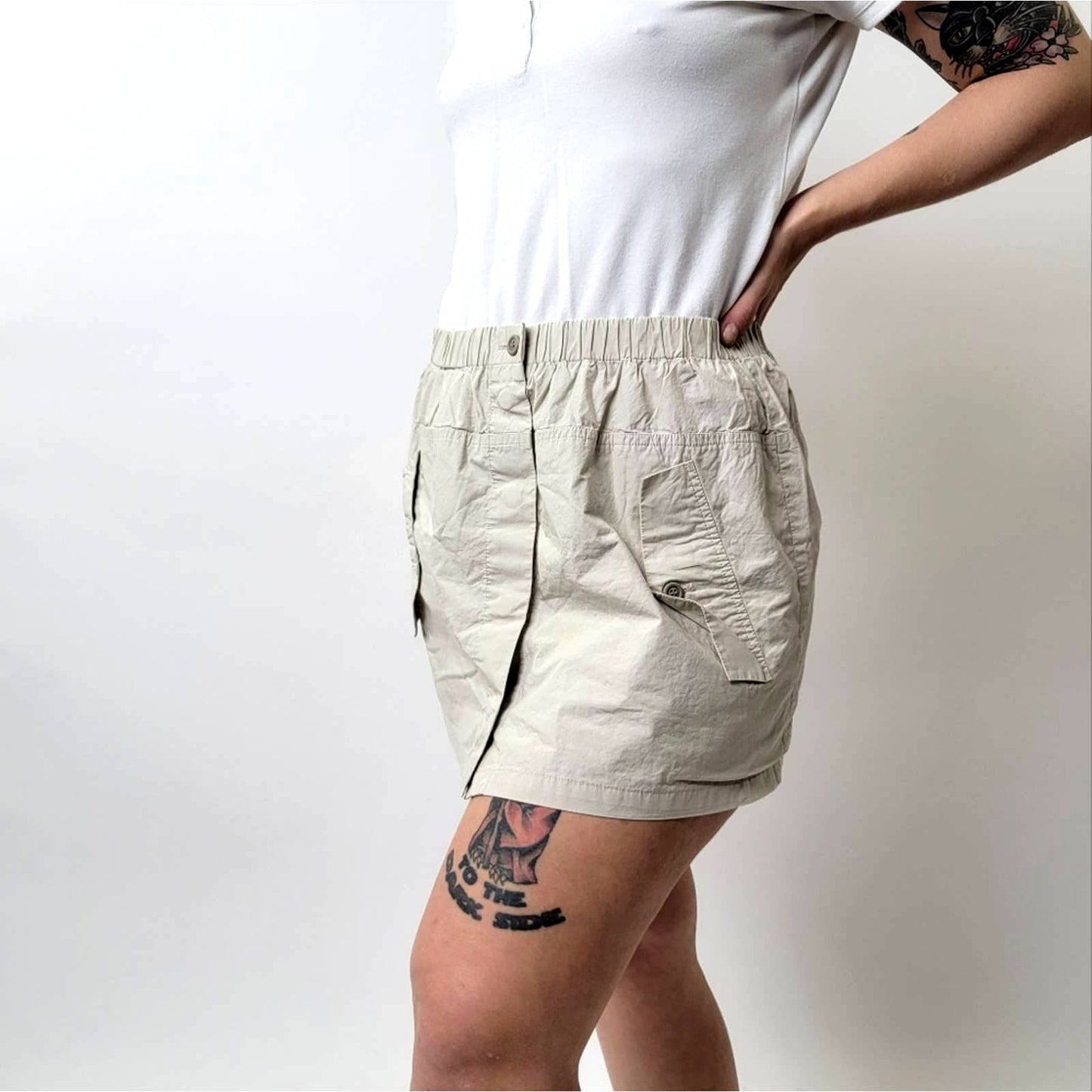 Theory Mini Khaki Cargo Safari Hiking Tennis Skirt - A-Line - M