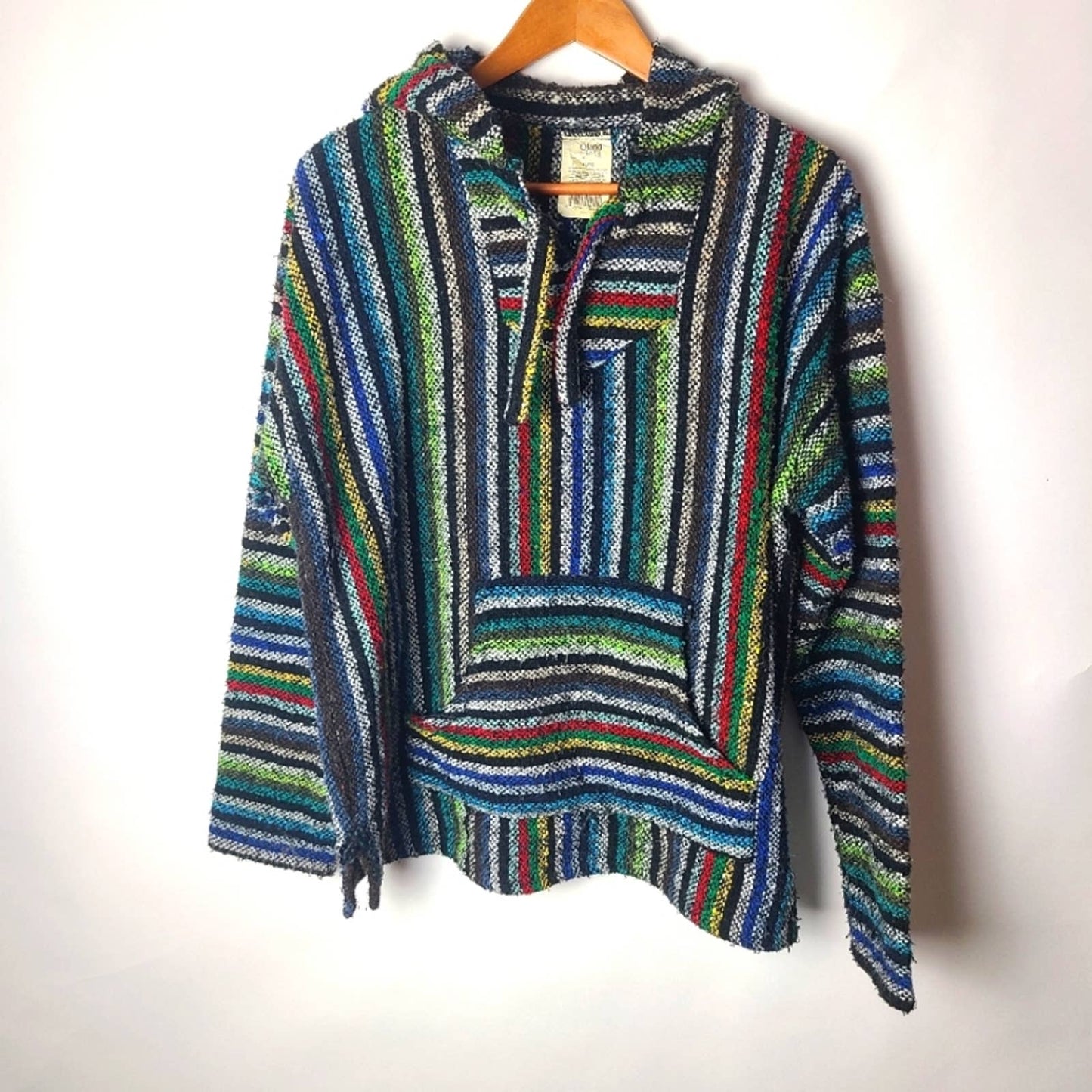 Rasta Rainbow Stripe Drug Rug Hoodie Poncho - XL