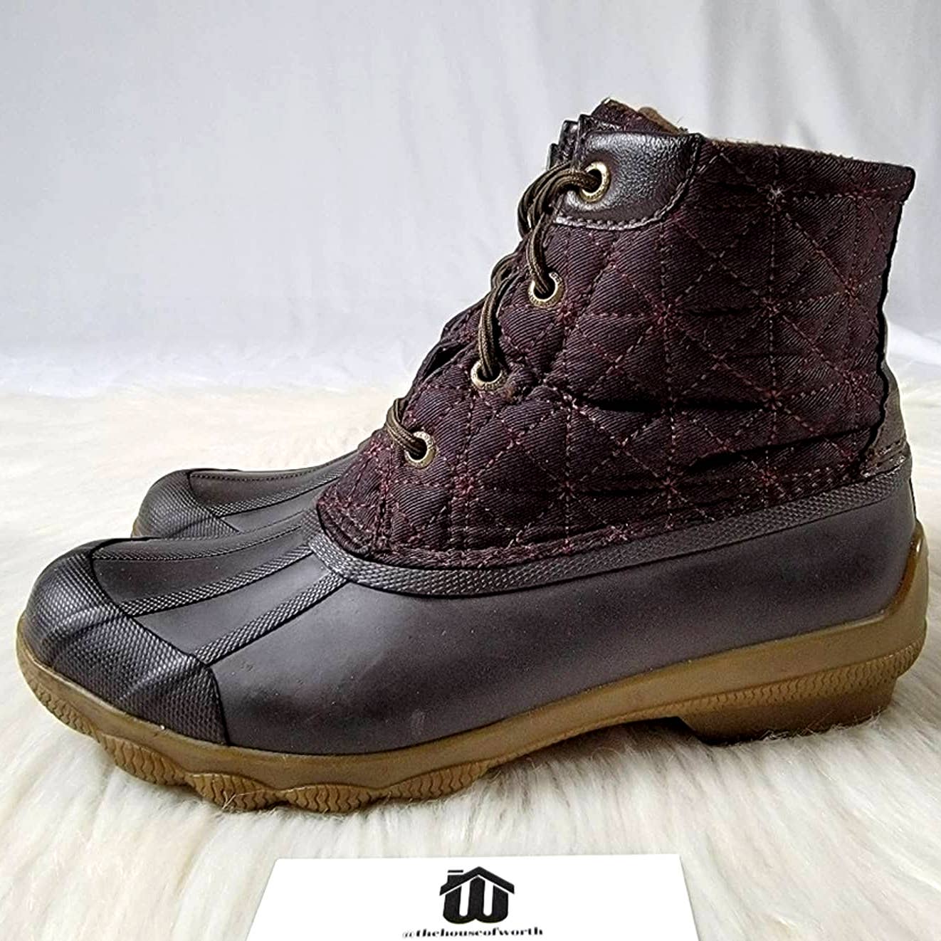 Rare Sperry Saltwater Burgundy & Brown Duck Boots - 6