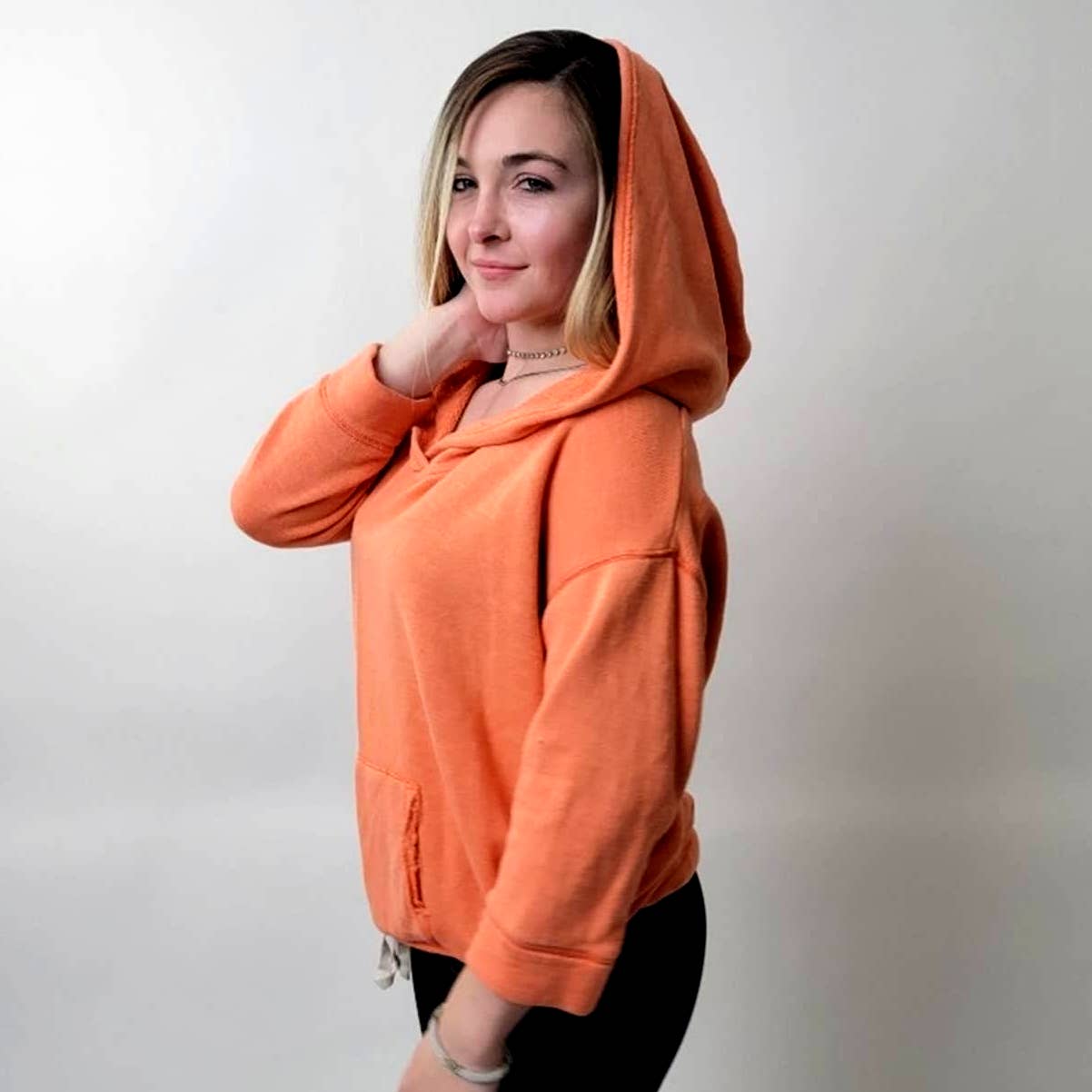 Aerie Burnt Orange Linen Hoodie - L