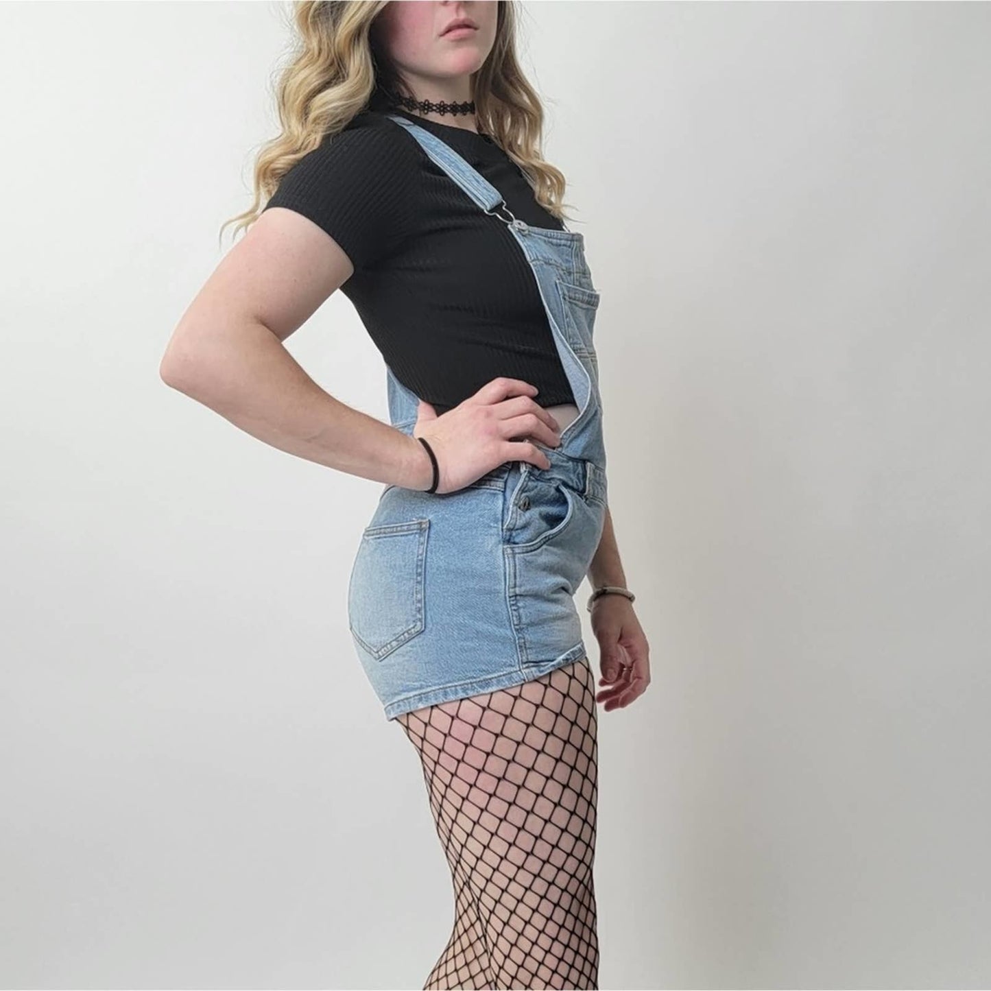 Love Tree Denim Shorts Overalls - M