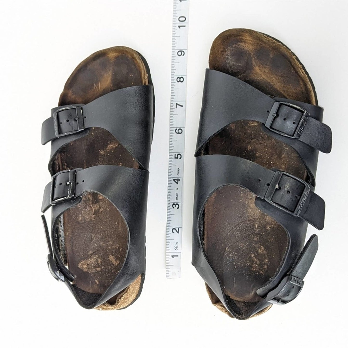 Birkenstock Black Leather Milano Sandals - 8
