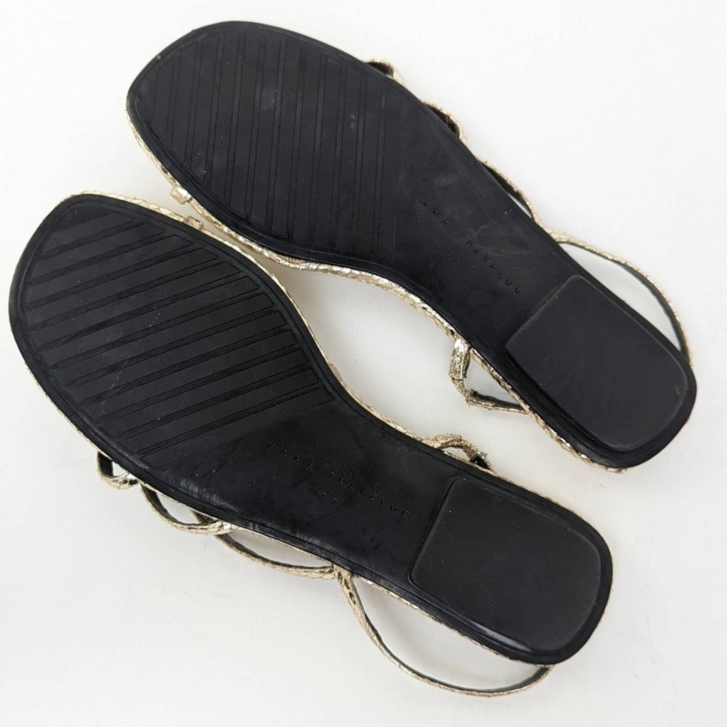 Zara Shimmery Gold Flip Flop Sandals - 6.5