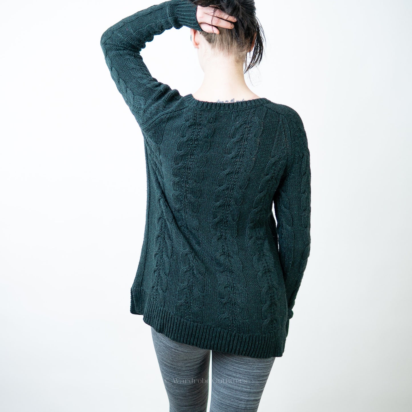 LOFT Camel Hair Sage Green Cable Knit Sweater - M