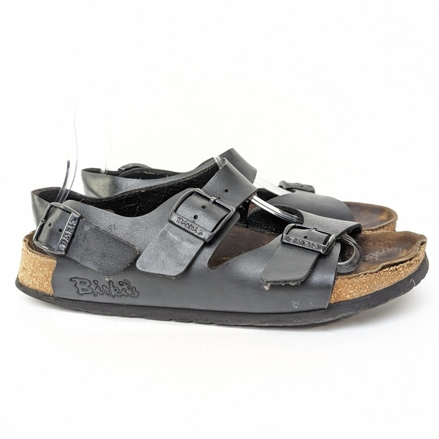 Birkenstock Black Leather Milano Sandals - 8