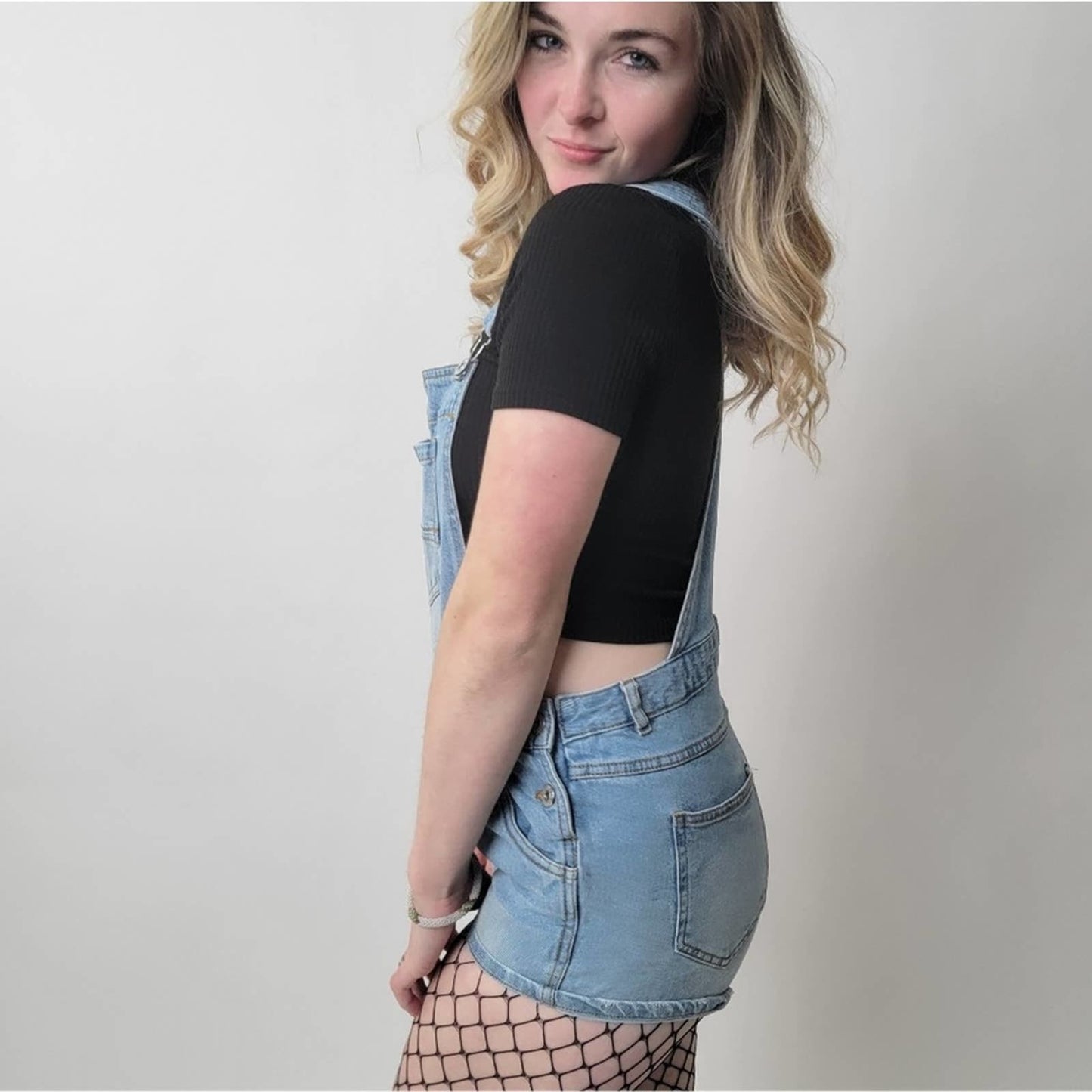 Love Tree Denim Shorts Overalls - M