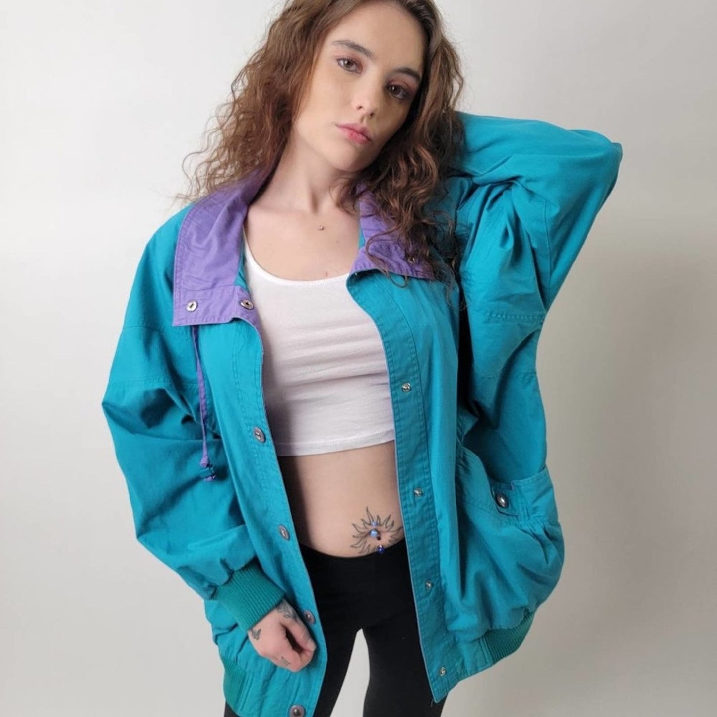 Vintage 90s IZZY Sports Wear Color-Blocked Pastel Ski / Bomber / Track Jacket