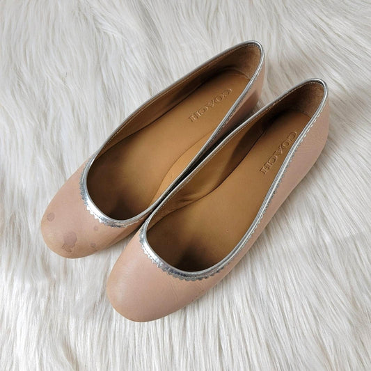 Coach Halle Leather Ballet Flats in Beechwood Pink - 10B