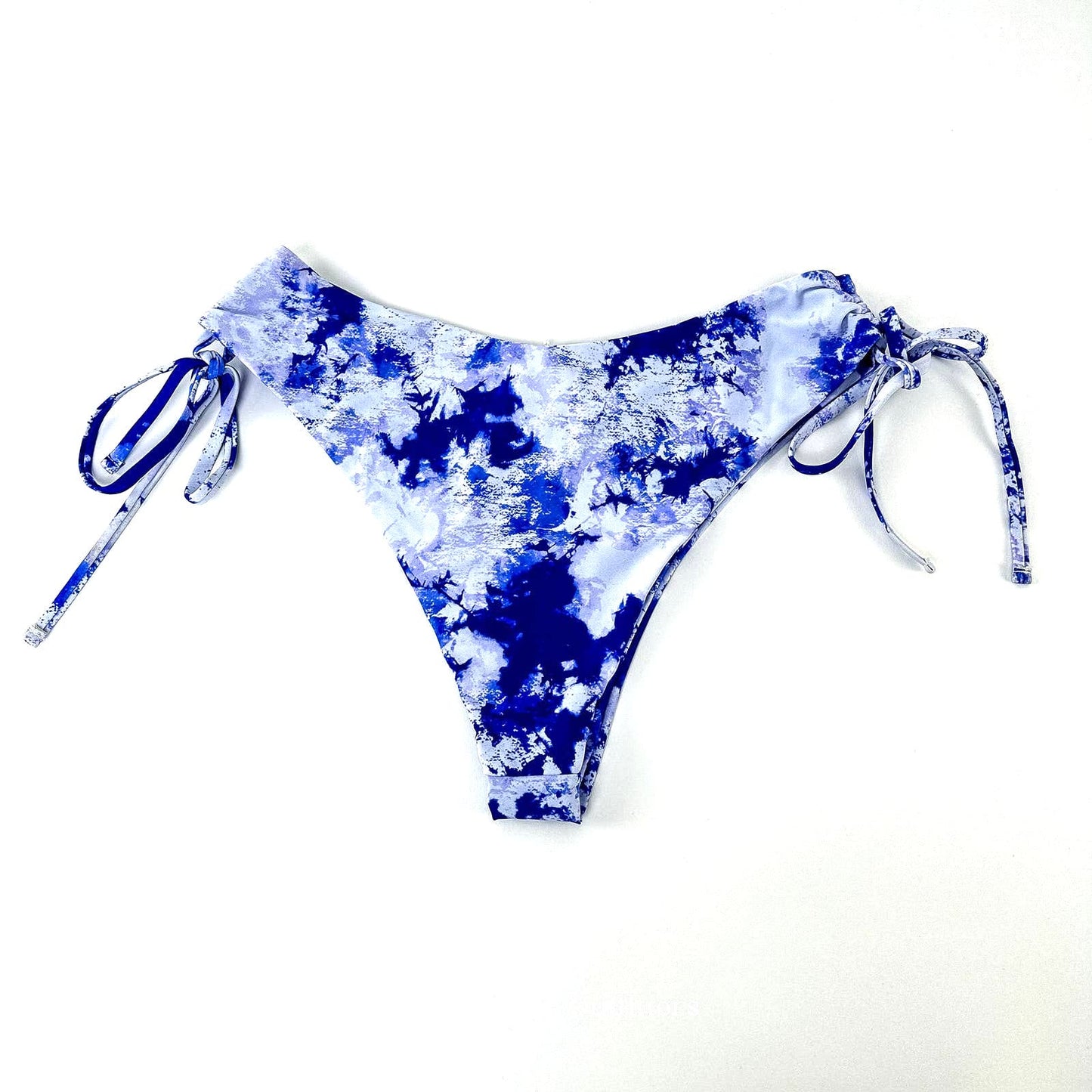 Blue & White Tie Dye Marble Triangle Cut Bikini Bottoms