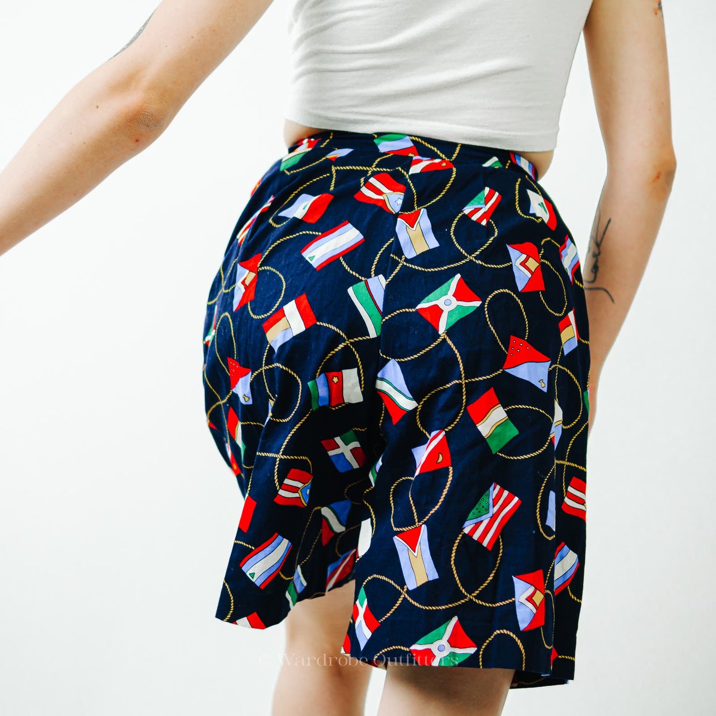 Vintage 80s Herman Geist Nautical High Rise Pleated Mom Shorts