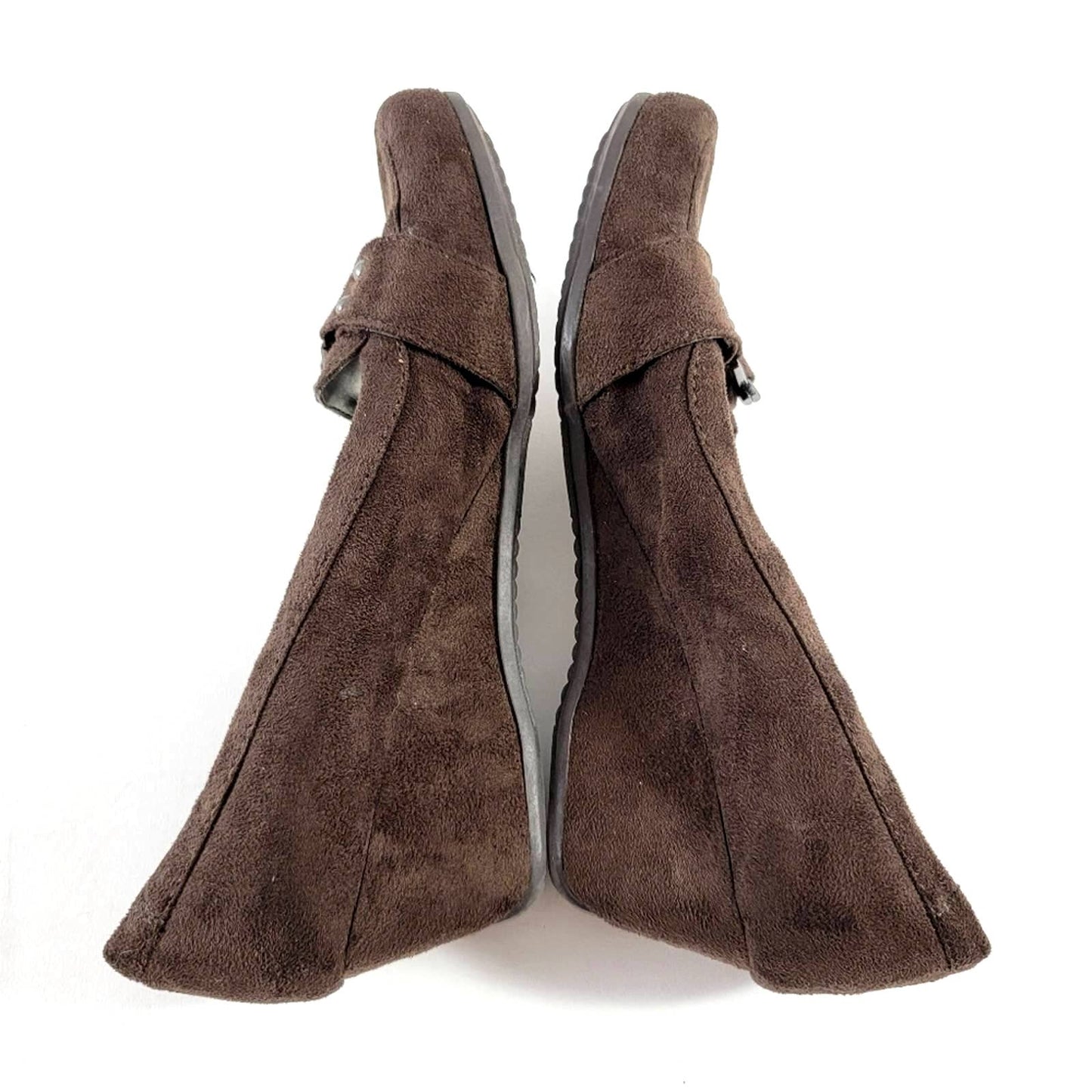 Mark Fisher Chocolate Suede Leather Wedge Loafers - 10