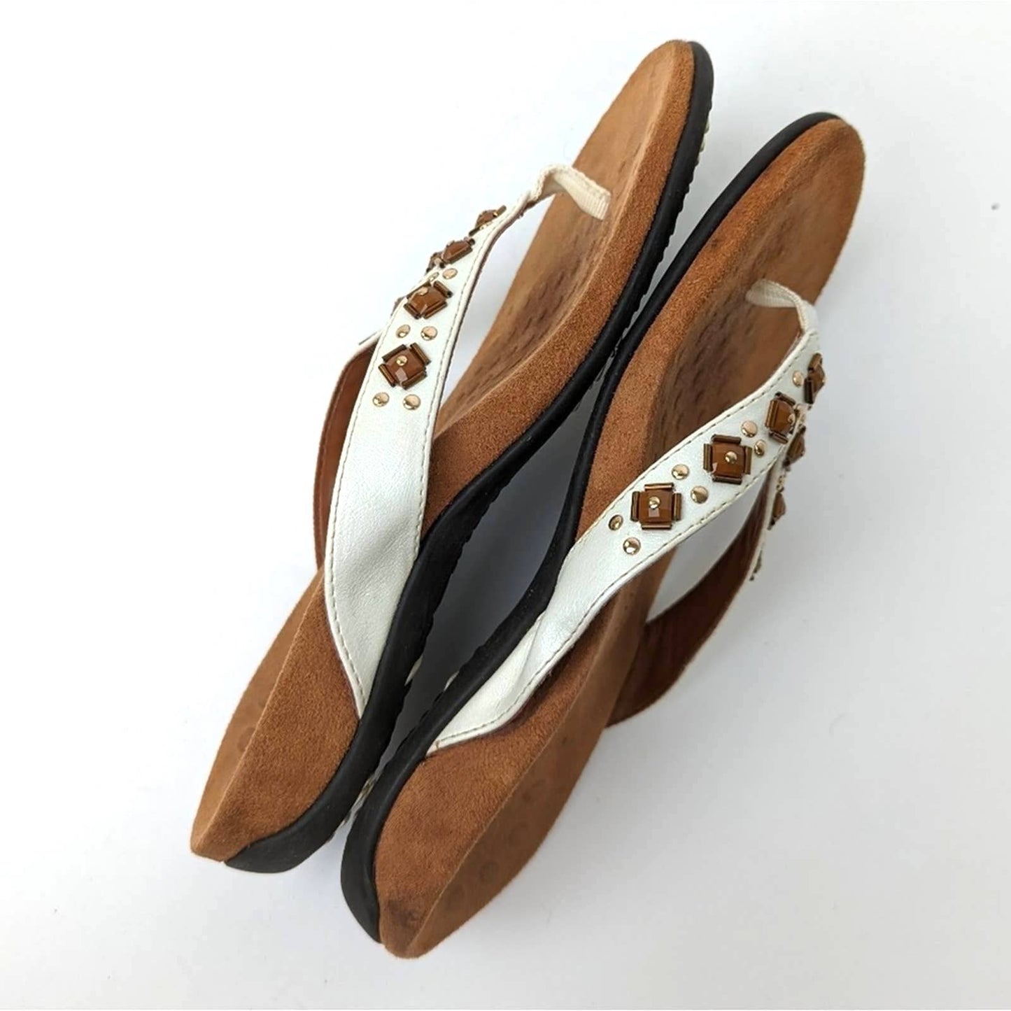 Vionic Floriana Geometric Stone Beaded Flip Flop Sandals - 6