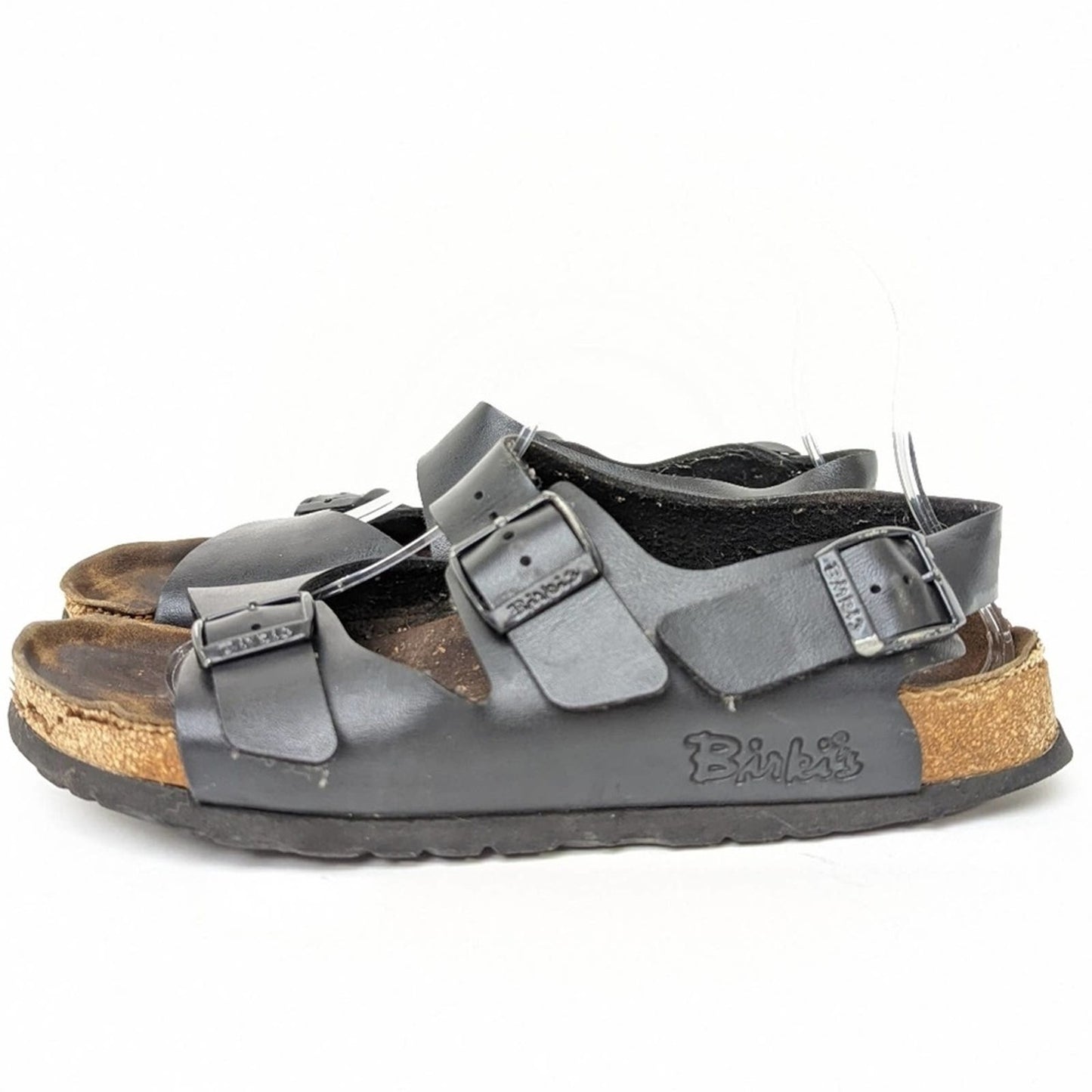Birkenstock Black Leather Milano Sandals - 8