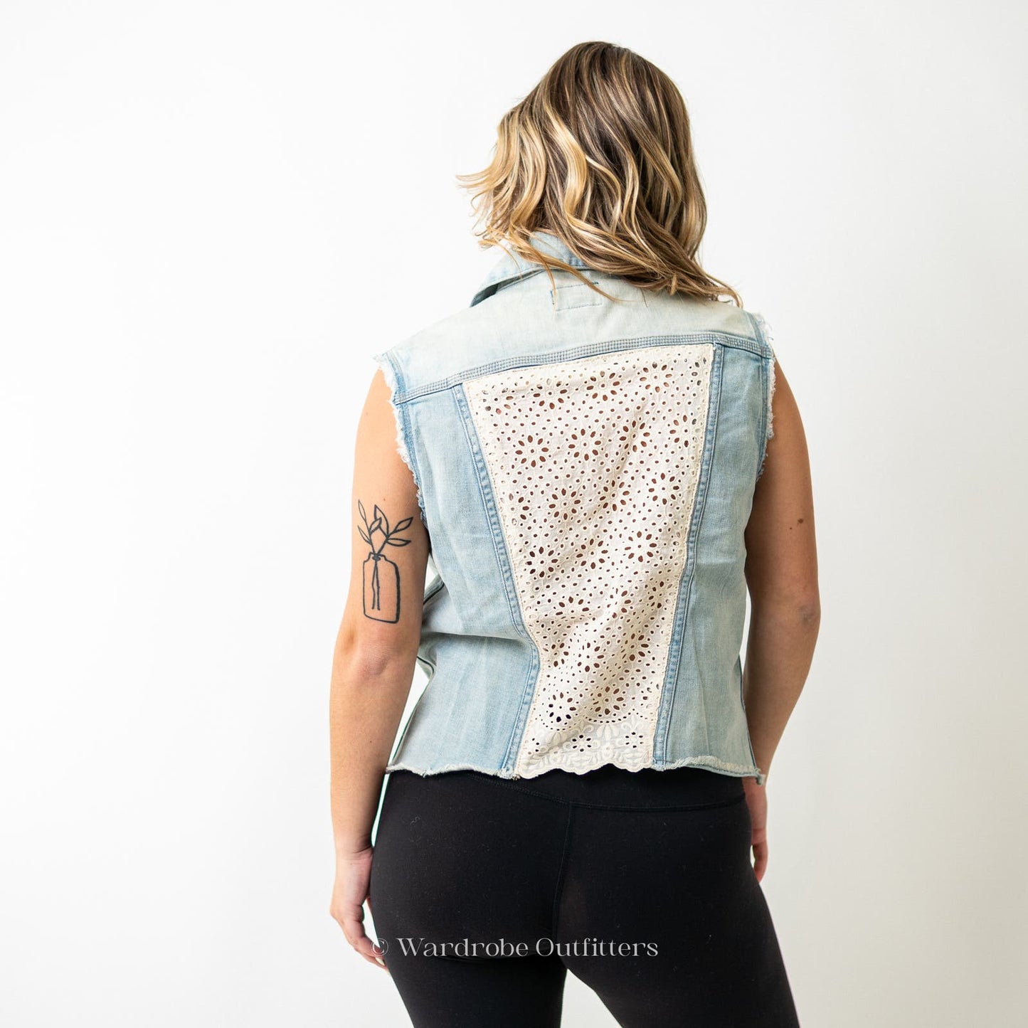 Lucky Brand Denim and Lace Lightwash Vest