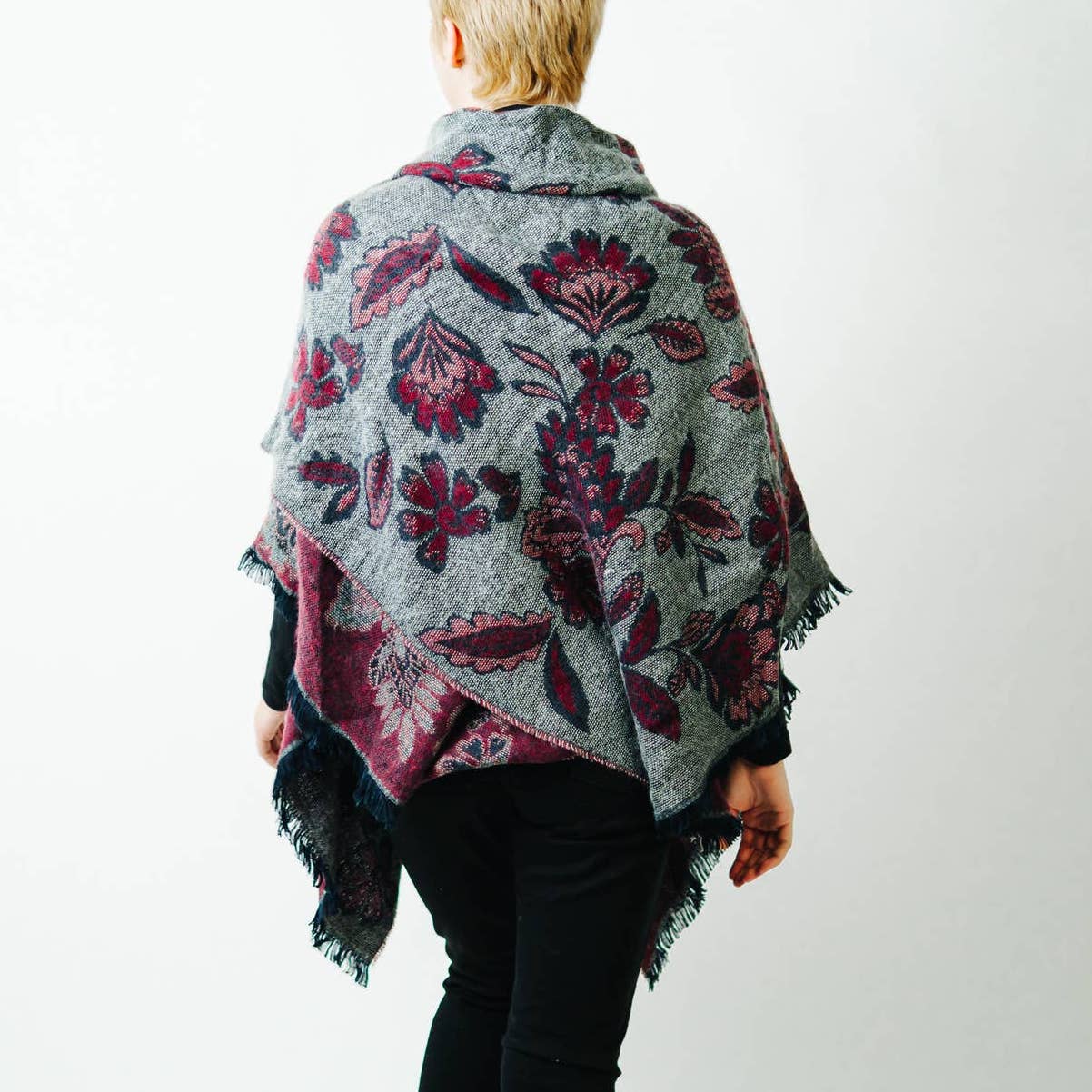 Floral Shaw Afgan Blanket Poncho