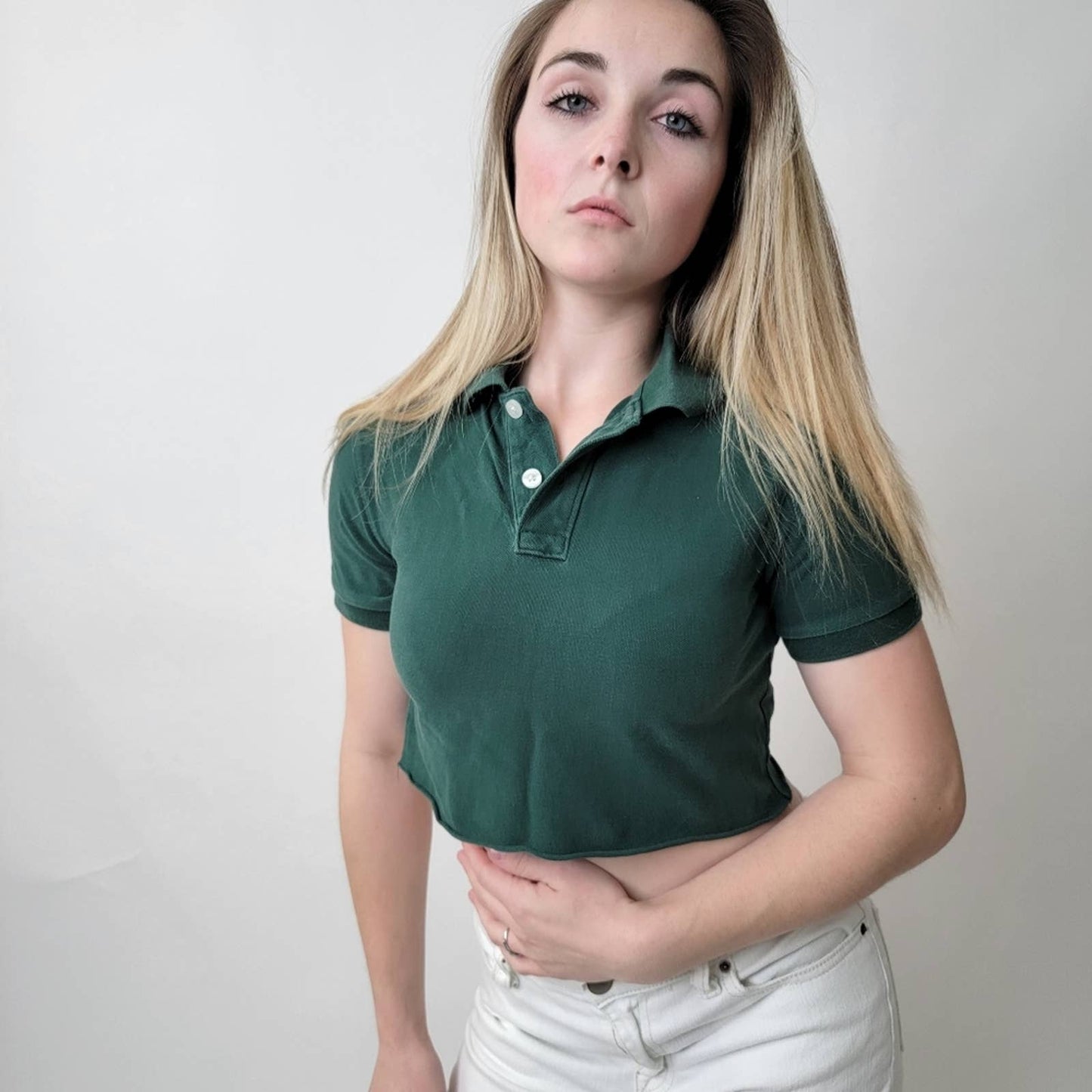 Cropped Baby Tee Forest Green Golf / Polo Tee - M