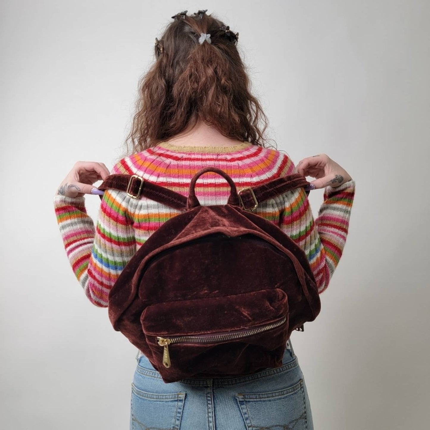 Vintage Y2K Aimee Kestenberg Woodside Velvet Mini Backpack