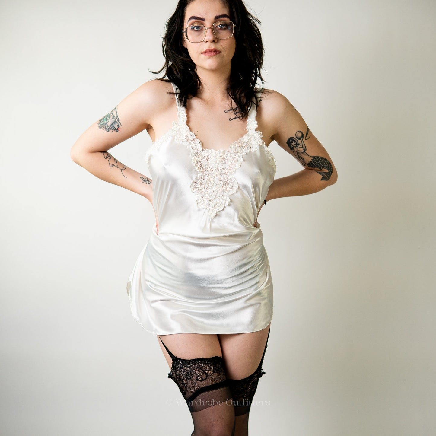 Vintage White Lace Lingerie Slip Dress