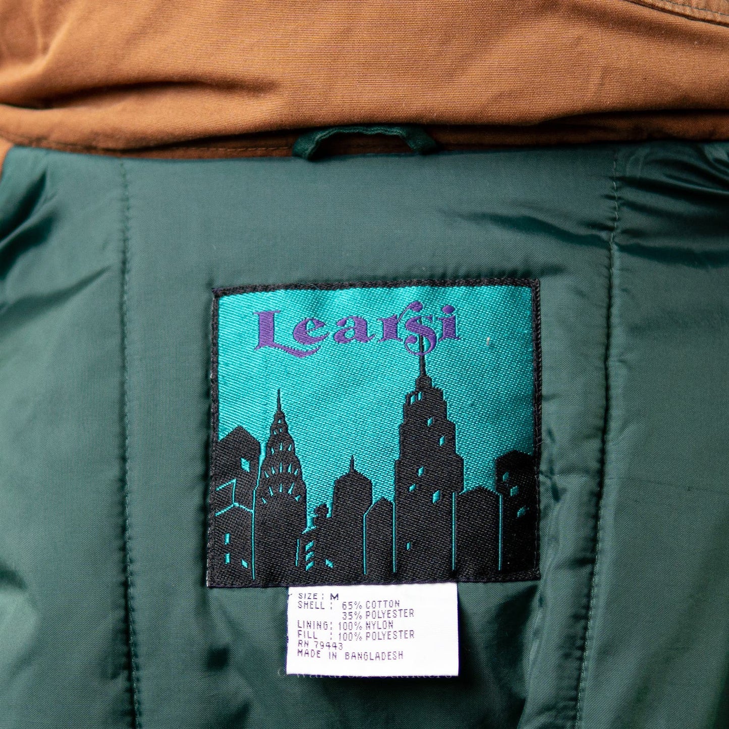 Vintage 90s Forest Green Quilted Parka Jacket by Learsi - M