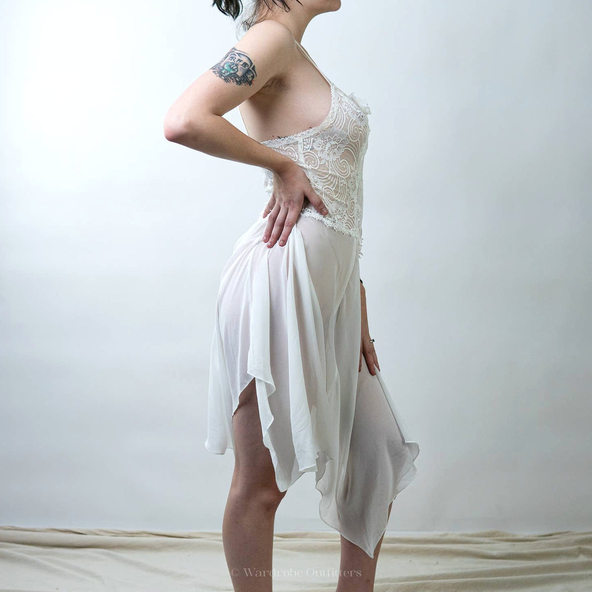 Vintage 90s Carrol Hoochman Pale White Lace Night Gown