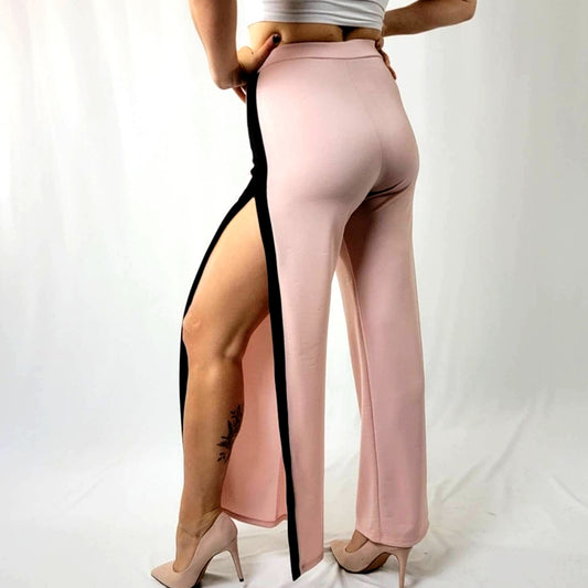 Vintage 90's Blush Nude Wide Split Leg Track Pants - M