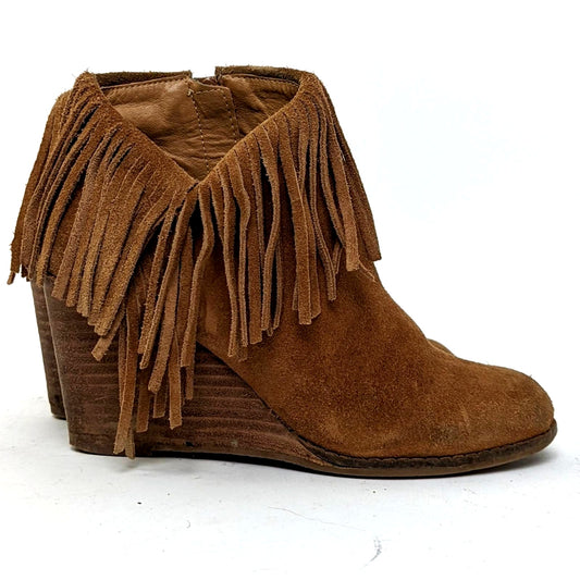 Lucky Brand Yachin Wedge Fringe Tassel Booties - 7.5